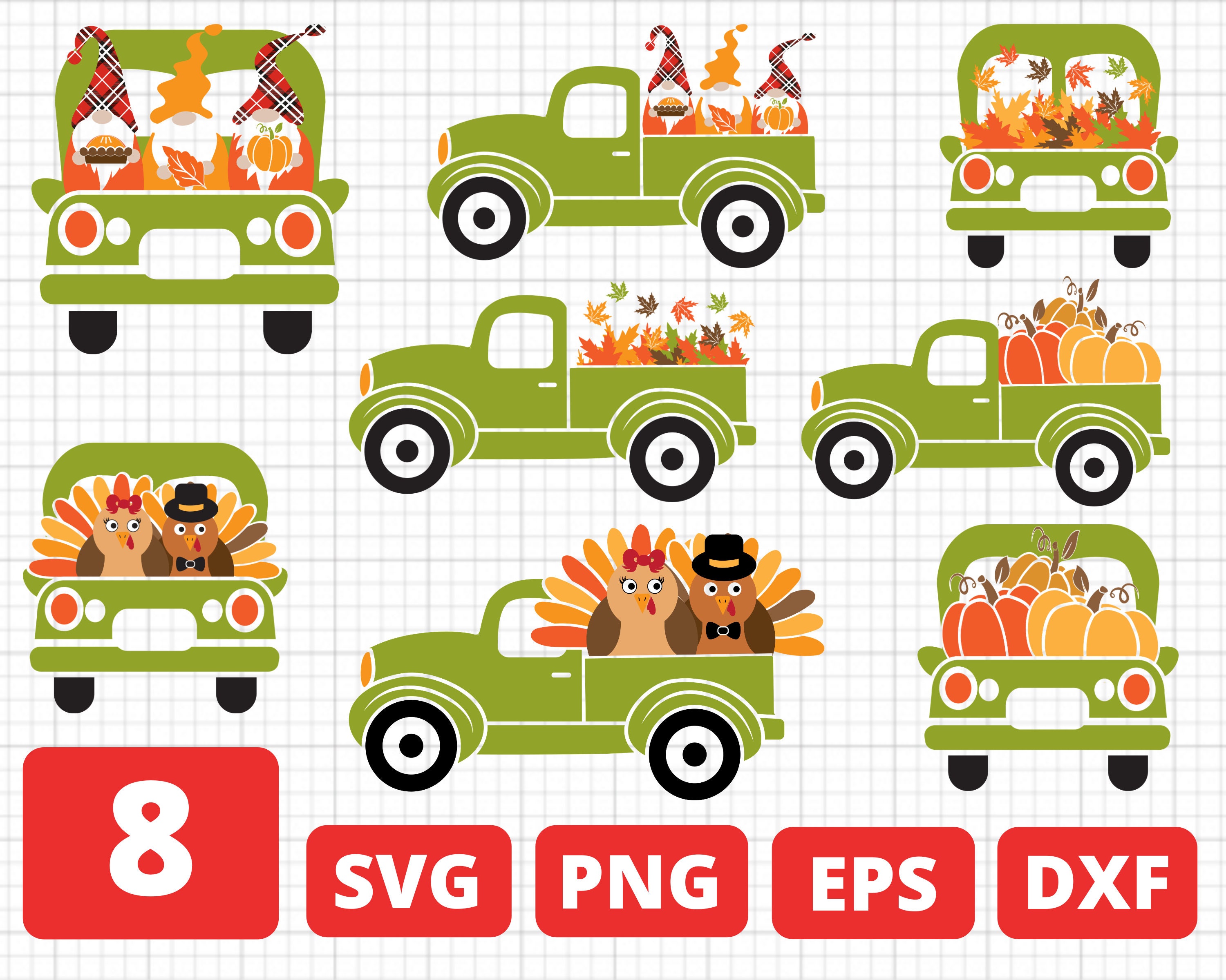 Thanksgiving SVG Bundle Thanksgiving Truck Cut File Turkey - Etsy