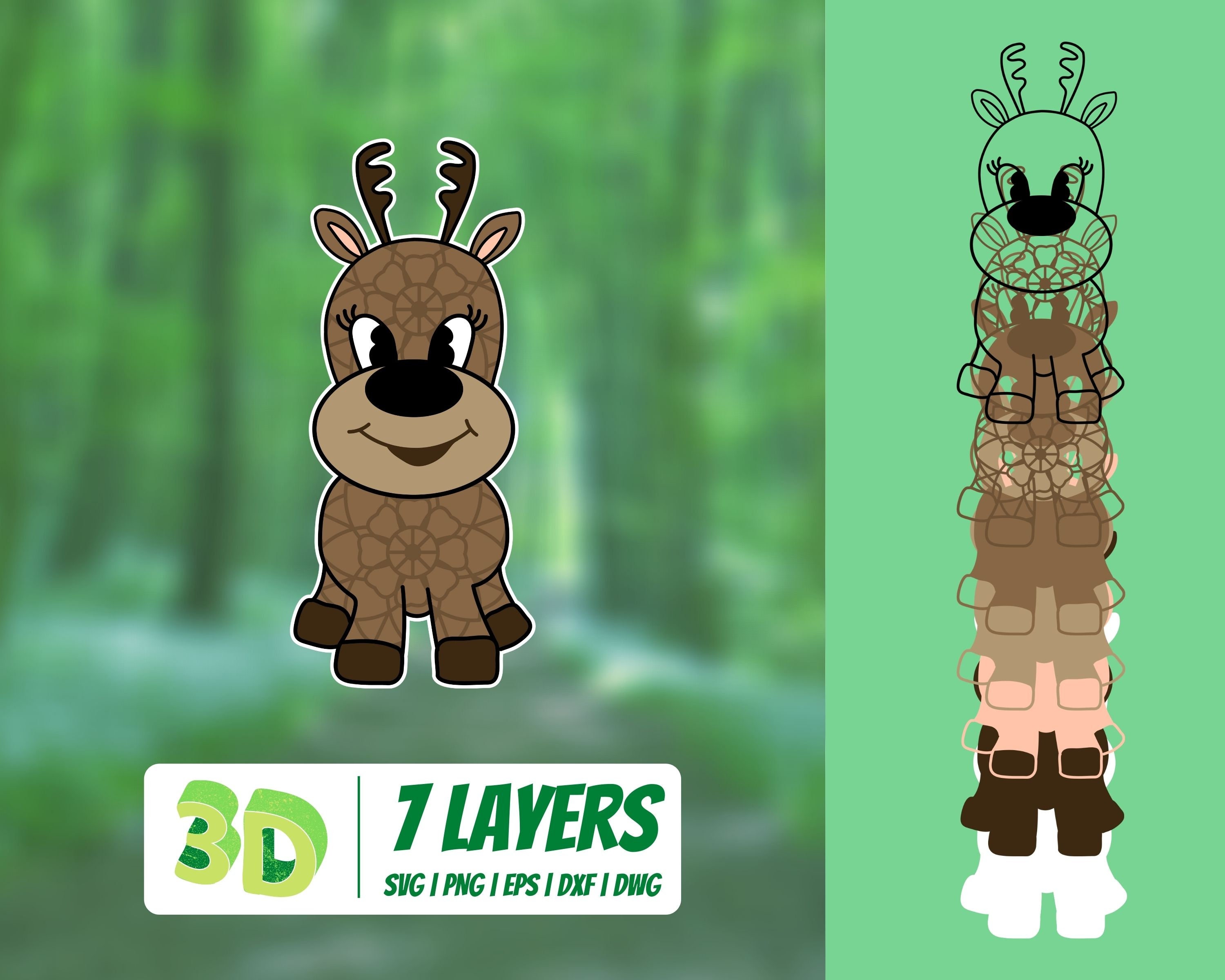Download 3D Deer SVG Cut File Mandala Cricut Animals Clip Art | Etsy