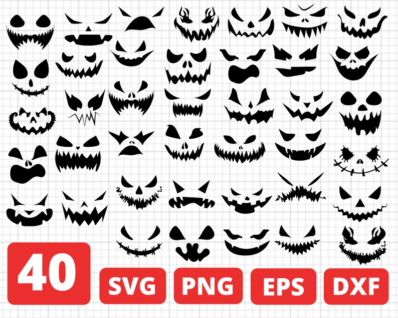 Download 40 Scary Face SVG BUNDLE pumpkin face cricut halloween | Etsy