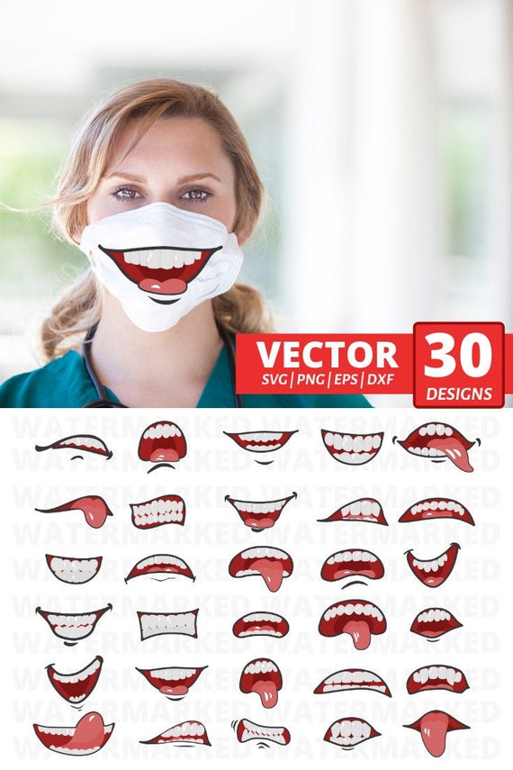 Download 30 Mouths Face Mask Svg Patterns Face Mask Pattern Bundle Etsy