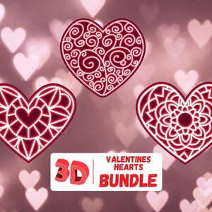 Download 3d Valentines Day Heart Svg Bundle Mandala Heart Cricut Etsy