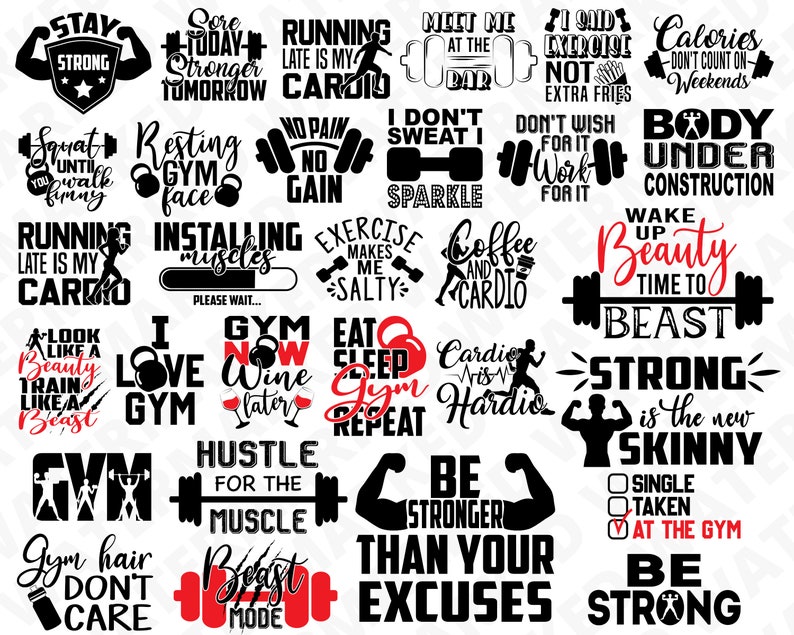 Download 31 GYM SVG BUNDLE fitness svg instant download workout | Etsy