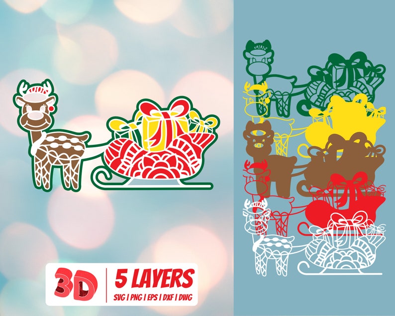 Download 3D REINDEER SVG Layered laser cut file Mandala vector | Etsy