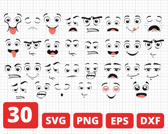 Download 30 Cartoon Emotions Svg Smile Cricut Emoji Silhouette Smile Etsy