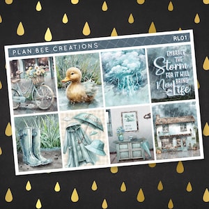 Pluviophile* - Tema Rain Storm Raining // [Bliss Kit] Kit de adesivos para planejador semanal para planejador vertical padrão de 1,5 pol.