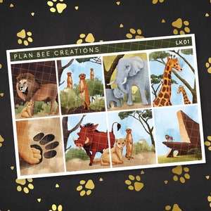 Terres de la fierté - Inspiré d'un film, famille de lions sur le thème des animaux // [Kit Bliss] Kit d'autocollants pour agenda hebdomadaire pour agenda standard de 1,5 po. vertical