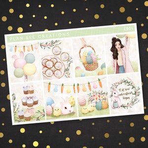 Baskets n Bunnies - Kit temático de Páscoa // [Bliss Kit] Kit de adesivos para planejador semanal para planejador vertical padrão de 1,5 polegada de largura