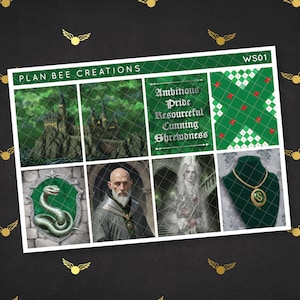 Ordenado - Verde* Tema de la casa de la escuela del mago mágico medieval // [Kit Bliss] Kit de pegatinas del planificador semanal para el planificador vertical estándar de 1,5 pulgadas