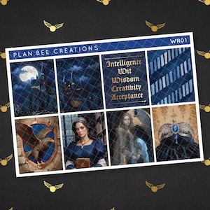 Classificado - Azul* Tema de escola de magos medievais mágicos // [Bliss Kit] Kit de adesivos para planejador semanal para planejador vertical padrão de 1,5 pol.