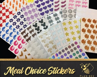 Stickers vinyle pour repas de mariage, lot de 20, marque-places autocollants, autocollants menu, indicateur de repas de mariage, choix de autocollants repas, réponse de souhaits, papier d'aluminium, décalcomanie