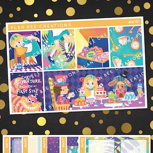A Mad Tea Party // [Bliss Kit] Kit de adesivos para planejador semanal para planejador vertical padrão de 1,5 polegada de largura