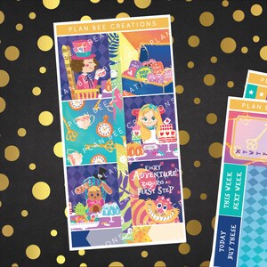 A Mad Tea Party // [Kit per bambini] Kit adesivi per planner settimanale per planner verticale standard da 1,5 pollici di larghezza