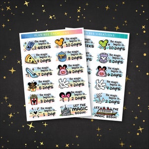 Magic Mouse Family Vacation Park & Cruise Countdown Hand Drawn Doodle Stickers // Deco Planner Stickers for Standard 1.5 inch Wide Planner