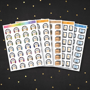 Assinaturas Amazon Prime Kindle Audiobook Audible Hand Drawn Doodle Stickers // Adesivos de planejador de decoração para planejador padrão de 1,5 polegada de largura