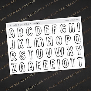 Buchstaben - runde Schrift, großes Alphabet // Journaling Stickers, Funktionale Planer Sticker für Bullet Journal, Scrapbooking, Agenda