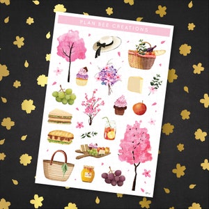 Fallende Blütenblätter - Kirschblüte Sakura Picknick // Journaling Stickers, dekorative Planner Stickers für Scrapbooking, Bullet Journal, Agenda