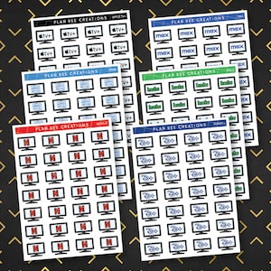 Assinaturas de streaming TV Netflix Plus HBO Max Prime Adesivos de rabiscos desenhados à mão // Adesivos de planejador de decoração para planejador padrão de 1,5 polegada de largura