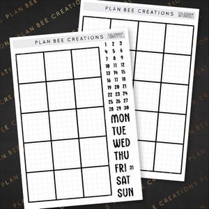 Monatskalender groß A5 3styles Grid // Journaling Sticker, Funktionale Planner Sticker für Bullet Journal, Scrapbooking, Reading