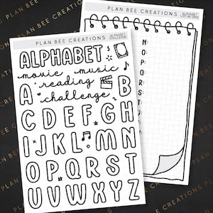 Desafio do alfabeto - ABCs de leitura de música de filme // Adesivos de diário, adesivos de planejador funcional para diário de marcadores, scrapbooking, agenda