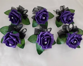 6 x funeral foam rose buttonholes