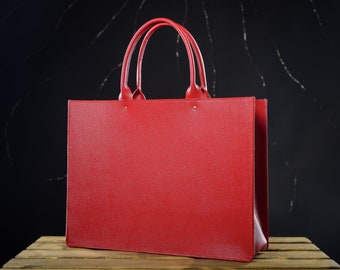 Tote bag handmade, handstitched leather, big shopper tote for woman, luxury tote bag