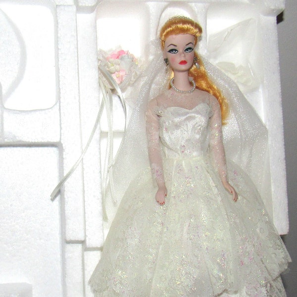 MIB NRFB Vintage L.E. Wunderschöne Hochzeitsparty Barbie Reproduktion W/Shipper and COA Circa 1989