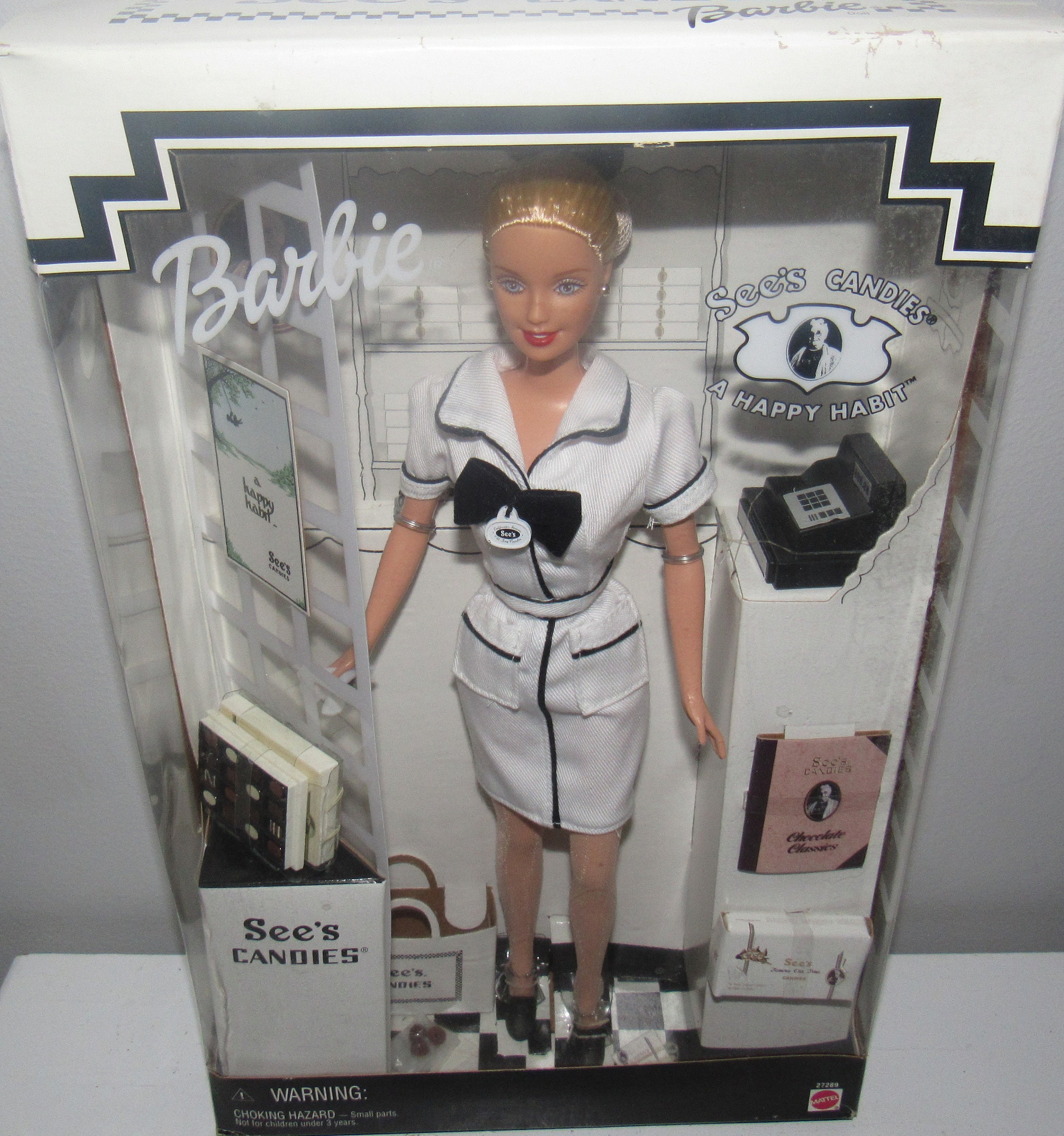 Barbie See's Candies Doll 1999 Blonde, A Happy Habit, First Job, Mattel  27289 