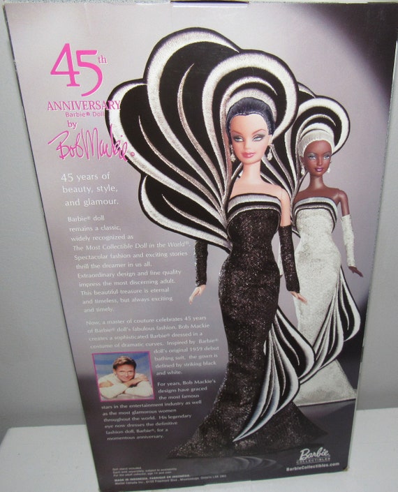 MIB NRFB Stunning HTF 45th Anniversary Barbie by Bob Mackie W/rare Brunette  Hair 
