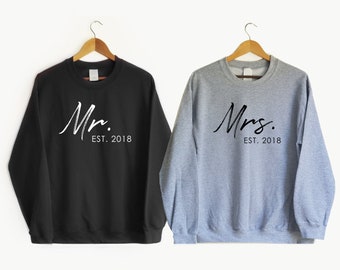 Mr and Mrs Set Of 2 sweatshirts - Wife and Hubs shirt, Newlywed shirt, Honeymoon shirt, Couples shirt, Wifey Hubby, husband and wife