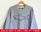 Cute Shark Sweatshirt - Pullover sweater, Cute shirt, cute graphic tee, cute shark, shark shirt, hipster art, hipster shirt, fashion tee