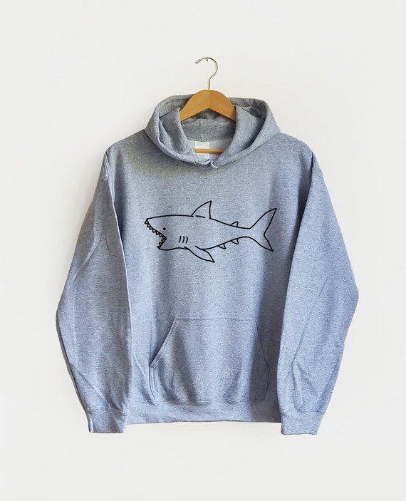 Cute Shark Hoodie - Pullover hoodie, Unisex, Cute shirt, cute graphic tee,  cute shark, shark shirt, hipster art, hipster shirt, fashion tee