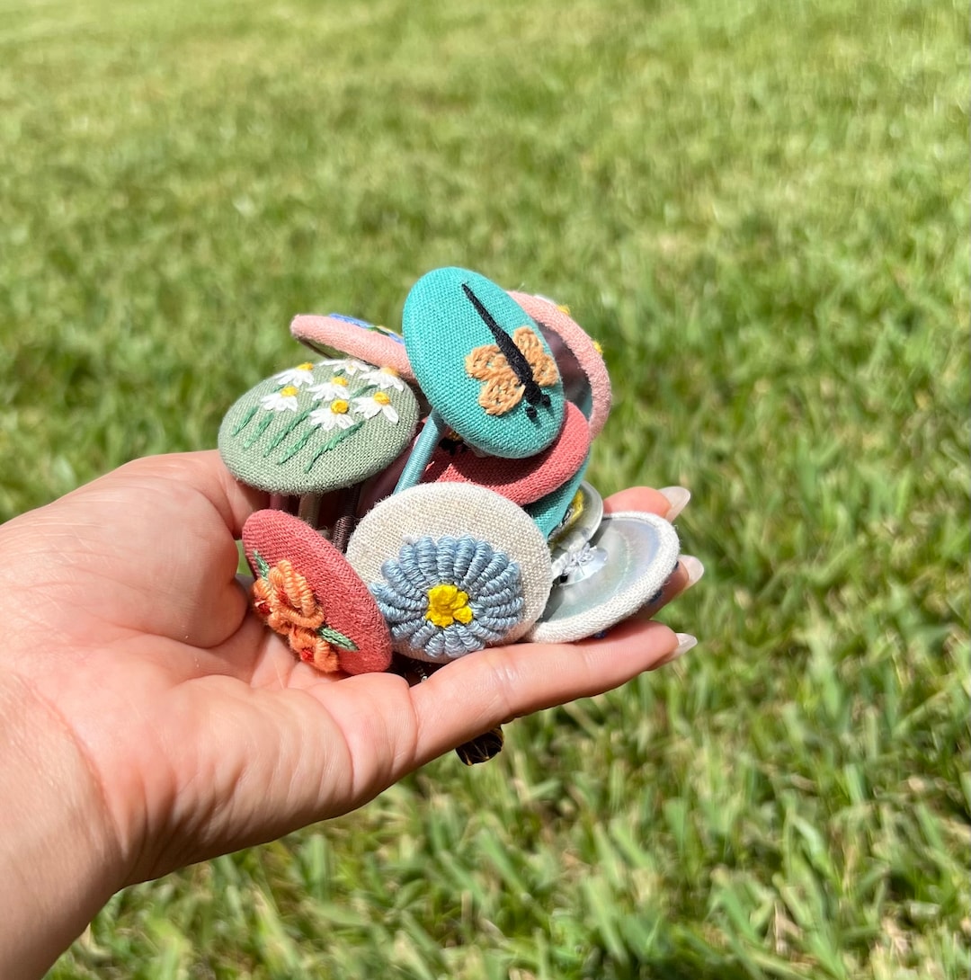 Linen Hand Embroidered Hair Ties/ Handmade Hair Tie/ Linen Handmade