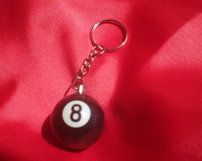 8ball Keychain Pool Keychain Billiards Keychain Black Etsy