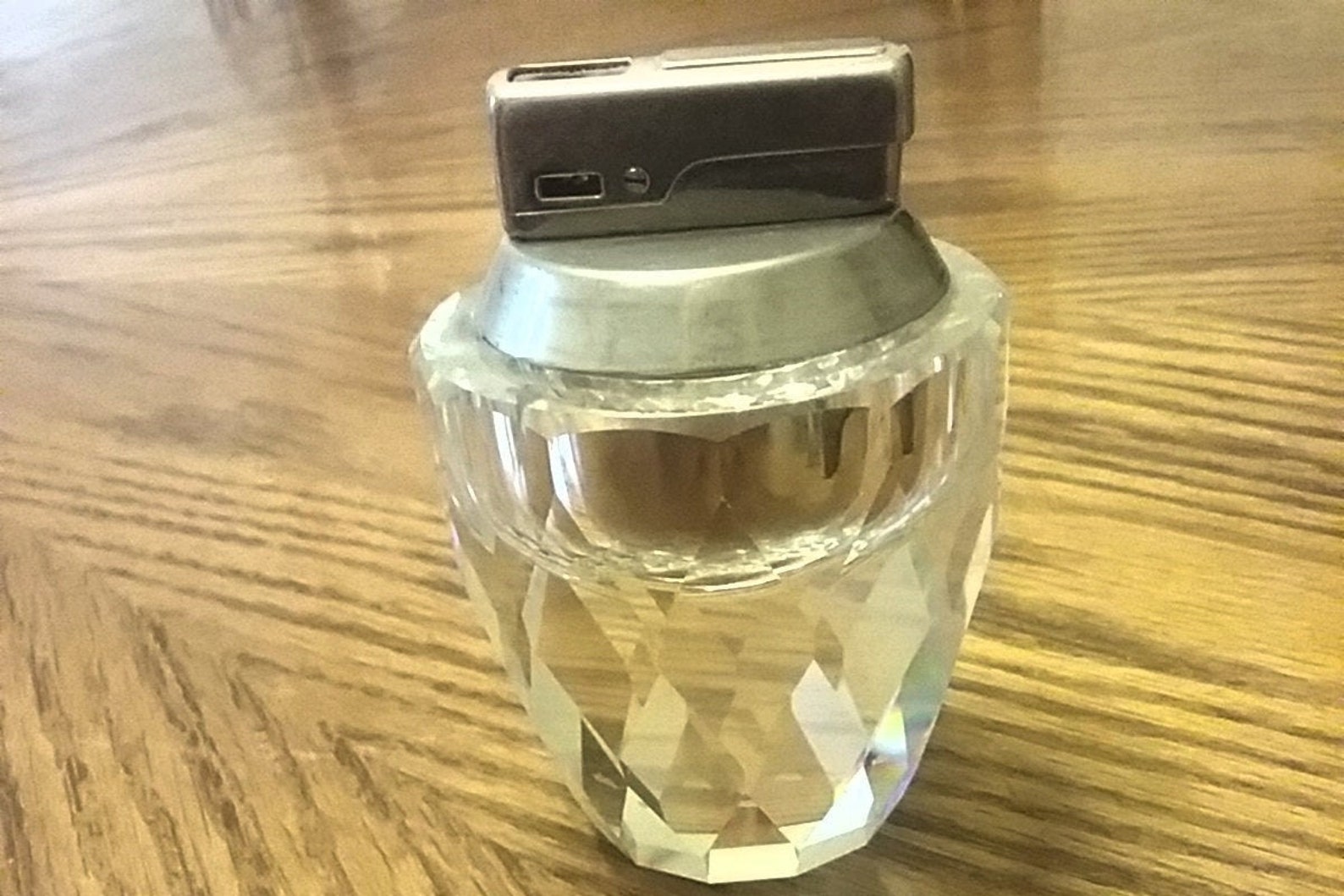 Vintage Diamond Cut Crystal Table Top Lighter Made in Etsy