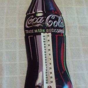 Coca-Cola Bottle Thermometer: Mercury Style 1960's Tin Litho Sign
