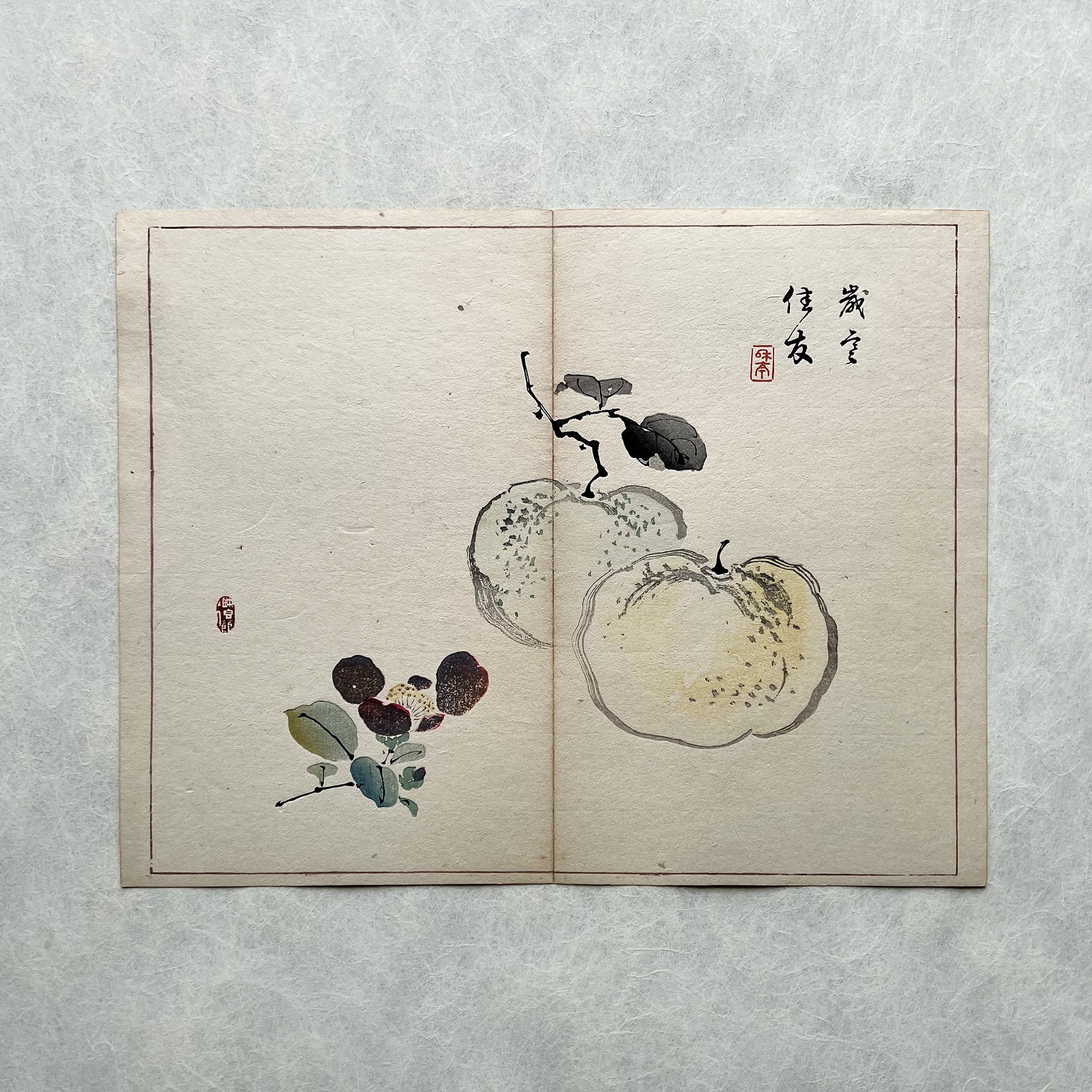 Original Japanese Woodblock Print. Taki Katei - Umeboshi. (1894)