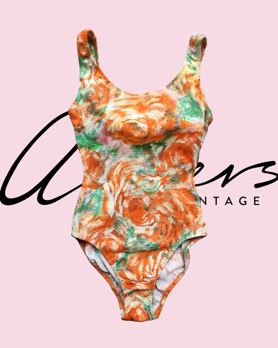 Vintage 80s 90s High Cut One Piece Swimsuit With Unique Print Etsy