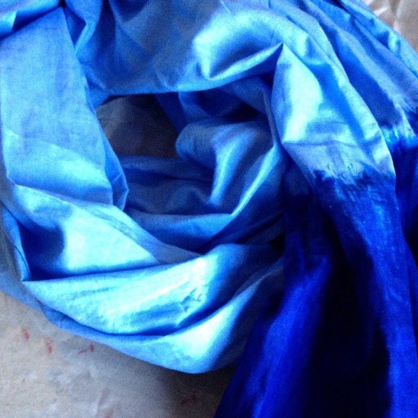 Handmade indigo tuareg scarf turban light blue sahara unisex