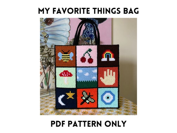 My Favorite Things Needlepoint Plastic Canvas Purse PDF PATTERN