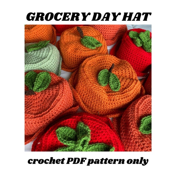 grocery day hat crochet PDF pattern only