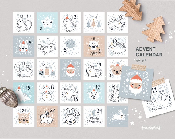 Advent calendar printable Christmas countdown Christmas tags