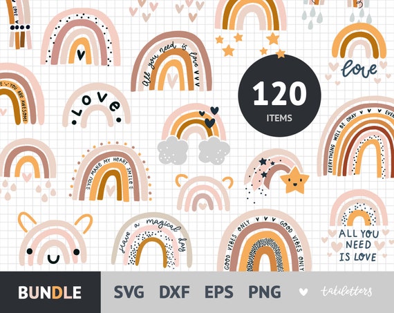 Rainbow Svg File For Cricut Rainbow Clipart Bundle Rainbow Etsy