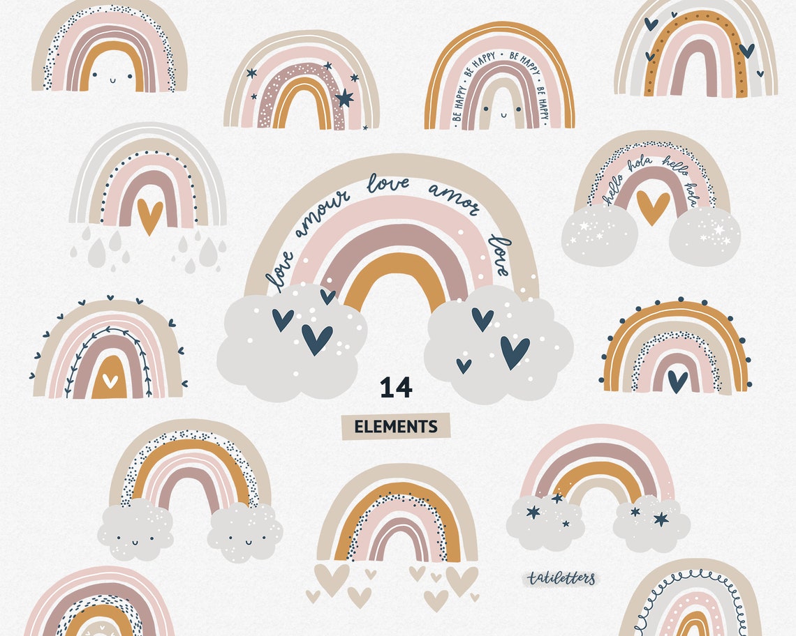 Regenbogen Clipart Regenbogen Svg Pastell Farben Regenbogen | Etsy