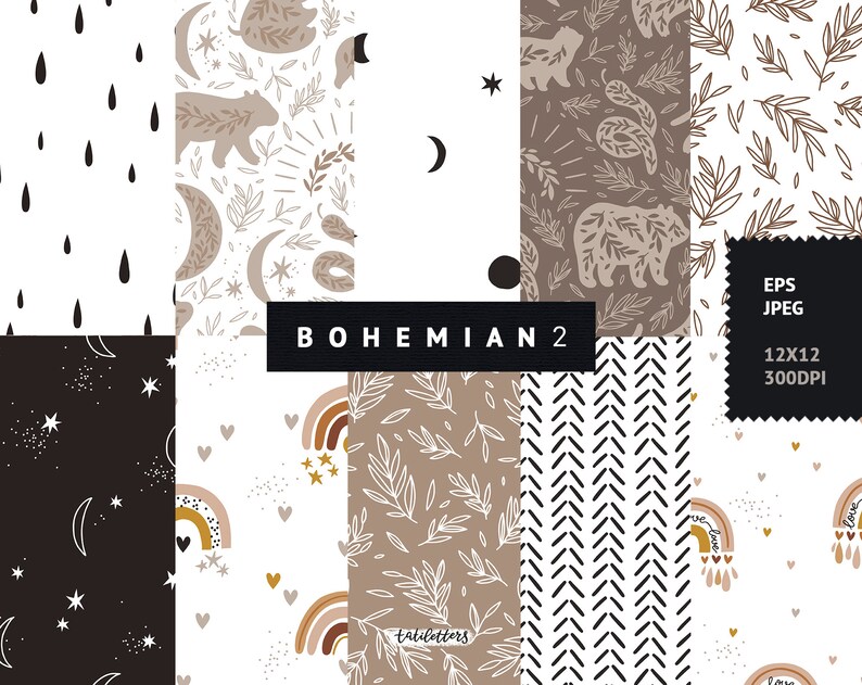 Download Boho seamless pattern Digital paper pack Scrapbook paper ...