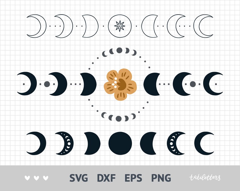 Moon phase svg Moon svg files for cricut Moon phases clipart | Etsy