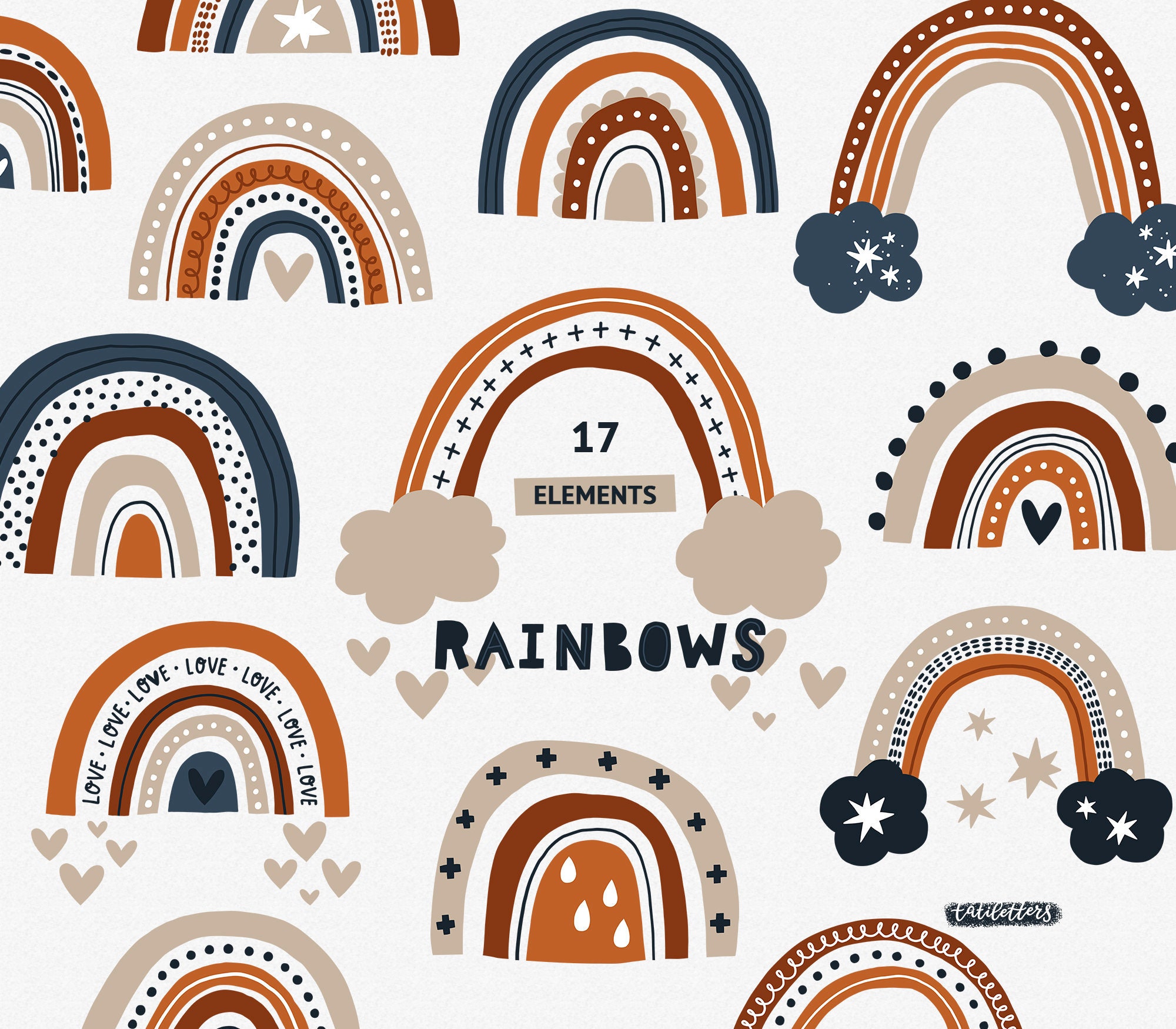 Rainbow Clipart Rainbow Svg Burnt Orange Rainbow Vector Etsy