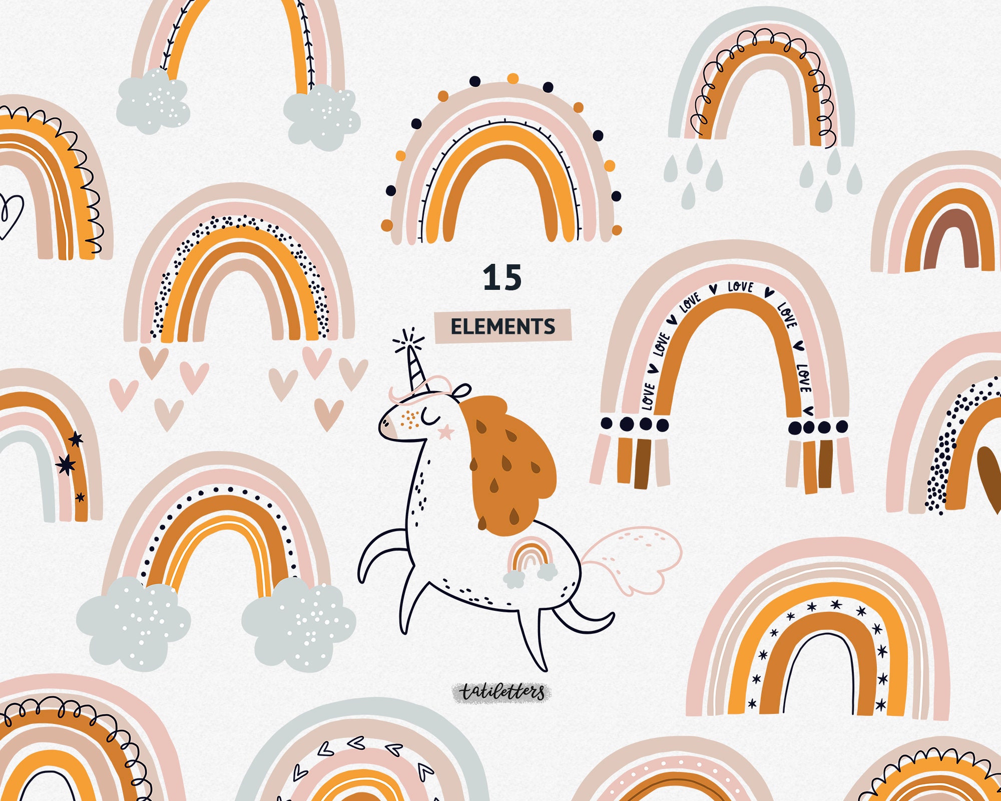 Download Unicorn Clipart Rainbow Svg Unicorn Svg Pastel Rainbow Clipart Etsy