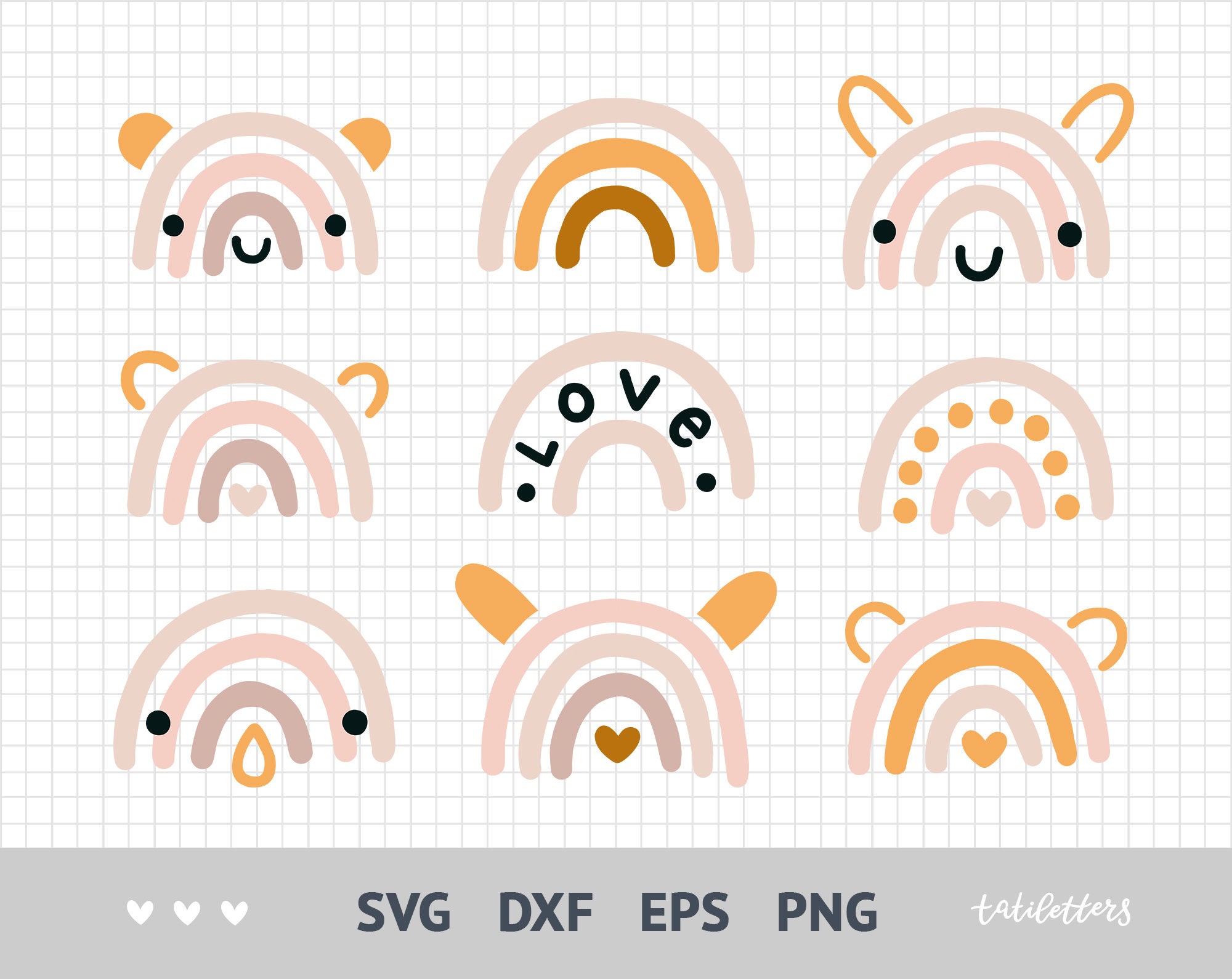 Download Rainbow Svg Files For Cricut Vector Rainbow Clipart Etsy