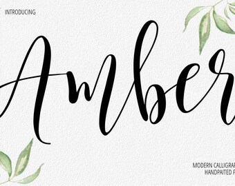 Digital font Calligraphy Handwritten Script Wedding Watercolor Instant Download fonts Amber