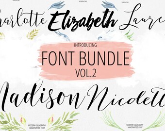 Font Bundle Digital font Calligraphy Handwritten Script Wedding Watercolor Instant Download fonts